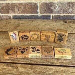 Vintage Comotion Rubber Stamps Southwestern Head Dress Pottery Tribal, Etc